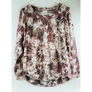 Freeloader Sweater Women's Size M Burgundy Tie Dye Crew Neck Long Sleeve